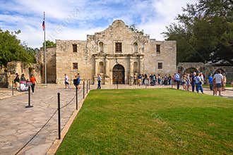 The chapel of the Alamo Mission in downtown San Antonio. Texas, USA