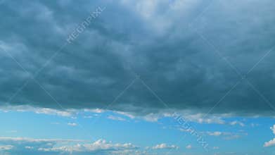 Beautiful Blue Sky With Clouds. Beautiful White Cumulus Clouds In Blue Sky With Sunlight. Timelapse.