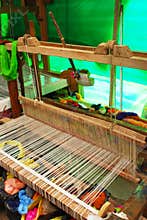 Weaving equipment Household weaving - Detail of weaving loom for homemade silk Used for silk weaving or textile production