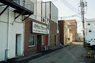 Africa House sign in an alley, Endicott, New York