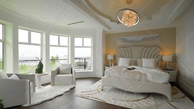 Luxurious apartment interior design visualization. Modern architectural design walkthrough. Architectural design of luxurious