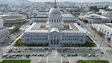 Aerial shot of San Francisco City Hall located in civic center