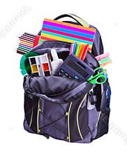 Backpack with school supplies