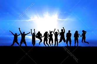 People Jumping in Sun Rays