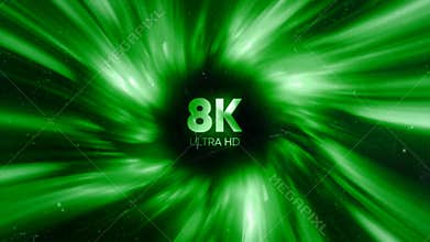 Abstract flow o green northern lights energy. Motion. Aurora borealis glow creating tunnel effect with 8K ultra hd