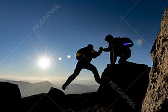 mountaineer help,determination of accomplishment together