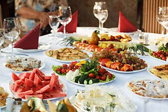 Celebrate banquet table with food