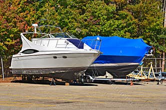 Boat with shrink wrap