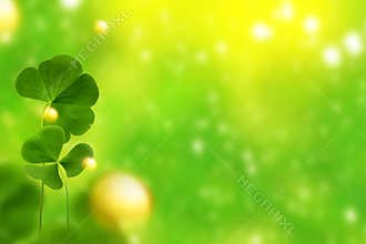 clover leaves on a background summer landscape. St.Patrick \'s Day