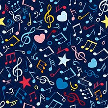 Colorful seamless pattern with music notes