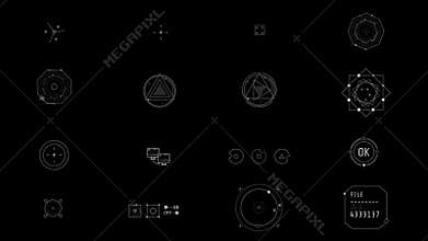 Set of animated small infographic HUD elements.