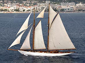Sail boat with sails
