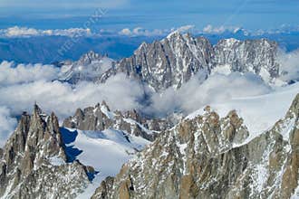 Aguille du Midi peak view from Montblanc