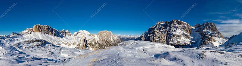 Dolomiti mountains panoramic landscape in winter