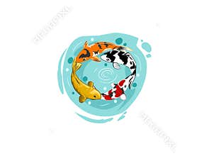 koi fish movement vector illustrations