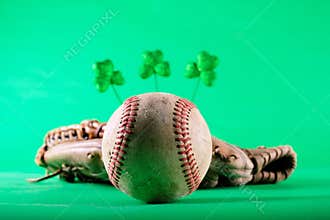 St. Patricks day green baseball background