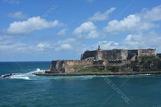 Historic El Morro Fortress Overlooking the Atlantic Ocean in San Juan, Puerto Rico