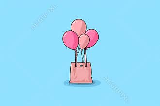 A pink bag with the balloons blue background on it Plastic Free July AI generation