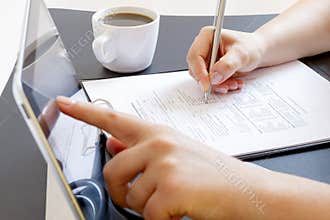 Doctor with tablet computer