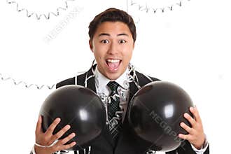 Crazy party guy with balloons