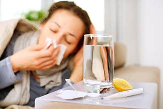Sick Woman. Flu