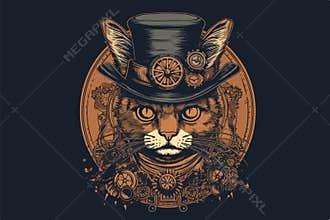 Steampunk dog vintage vector illustration for tshirt