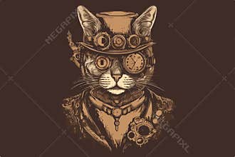 Steampunk dog vintage vector illustration for tshirt