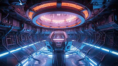 Technology background. Technology futuristic background interior science fiction.