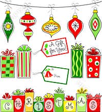 Retro Christmas Ornament and Gift Set/eps