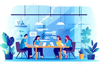 Generative AI Group of Young Business-