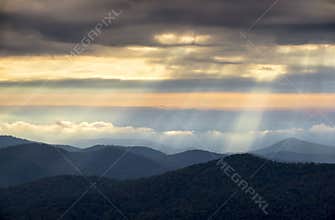 Light Rays from Blue Ridge Parkway NC Appalachian Mountains