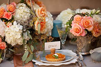 Wedding decor table setting and flowers