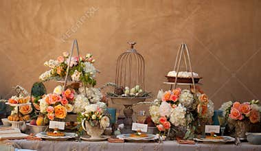Wedding decor table setting and flowers