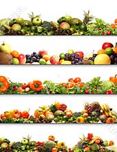 A collage of fresh and tasty fruits and vegetables