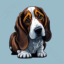 Basset Hound Dog. Vector illustration of a dog isolated on a plain background. Dog portrait