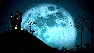 Halloween spooky silhouettes background