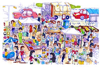 Lively and colorful flea market in Asia