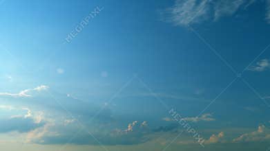 Nature Of Blue Sky With Clouds In Morning. Blue Sky Background With Clouds. Blue Sky With White Clouds. Timelapse.