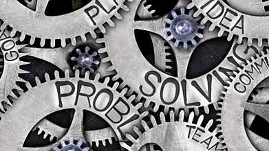 Tooth wheels with problem solving concept.