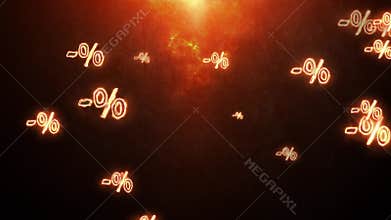 Black Friday. Burning percentages. Greater discounts (dumping, %, percentages, purchase, sale). 3D