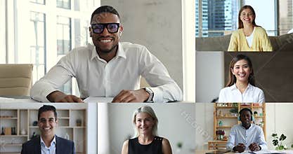 Different businesspeople take part in video call