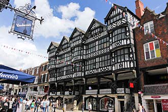 Tudor building in Bridge street. Chester. England