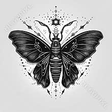 Beautiful butterfly tribal tattoo with intricate line art, Hand drawn illustration for tattoo