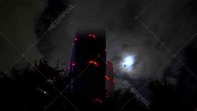 Night Scenes - Foggy landscape over a metropolis