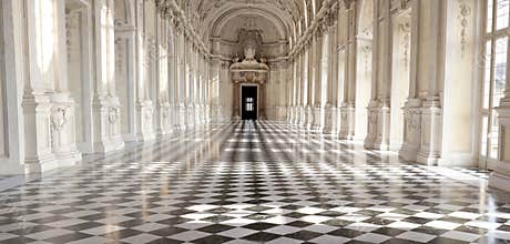 Panoramic view of Galleria di Diana in Venaria Royal Palace, Torino, Piemonte