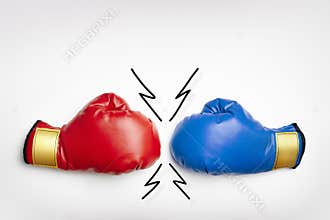 Red and blue boxing gloves