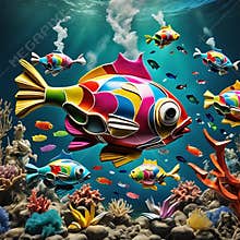 Aquatic Alarming: Illustrations of Fish in Troubled Waters