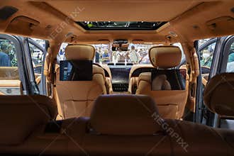 Nonthaburi, Thailand - Dec 6, 2023 : YangWang U8 received a lot of attention because it is the most luxurious model of BYD in