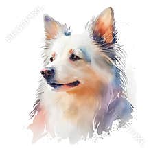 Watercolor portrait of a dog. Vector illustration on white background.
