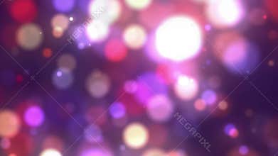 Colorful purple red yellow bokeh festive animation background. Looping glowing blurry boke backdrops